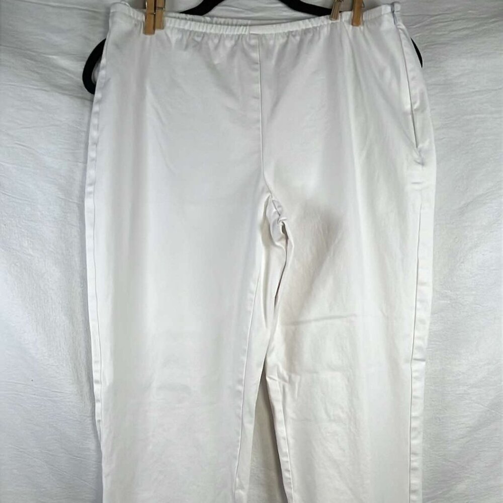 Eileen Fisher White Hi Waist Cotton Blend‎ Stretch Ankle Pants Beach Vacation